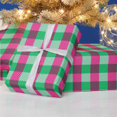 Pink Green Gingham Check Design Cadeaupapier