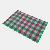 Pink Green Gingham Check Design Deurmat (Schuin)