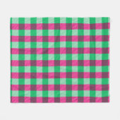 Pink Green Gingham Check Design  Fleece Deken (Voorkant (Horizontaal))
