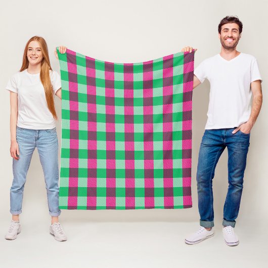 Pink Green Gingham Check Design  Fleece Deken