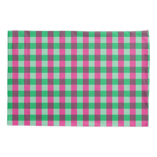 Pink Green Gingham Check Design Kussensloop (Achterkant)