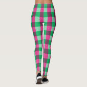 Pink Green Gingham Check Design Leggings (Achterkant)