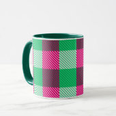 Pink Green Gingham Check Design Mok (Voorkant links)