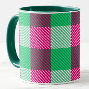 Pink Green Gingham Check Design Mok