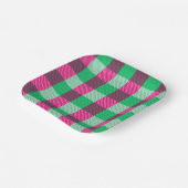 Pink Green Gingham Check Design Papieren Bordje (Gebogen)