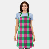 Pink Green Gingham Check Design Schort (Gedragen)