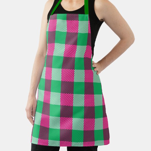 Pink Green Gingham Check Design Schort