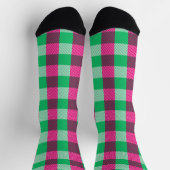 Pink Green Gingham Check Design  Sokken (Top)