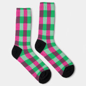 Pink Green Gingham Check Design  Sokken (Rechts)