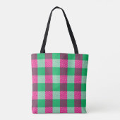 Pink Green Gingham Check Design Tote Bag (Achterkant)
