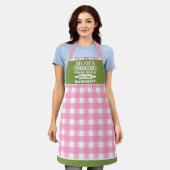 Pink Green Gingham Mama's Meals Worden Herinnering Schort (Gedragen)