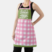 Pink Green Gingham Mama's Meals Worden Herinnering Schort (Insitu)