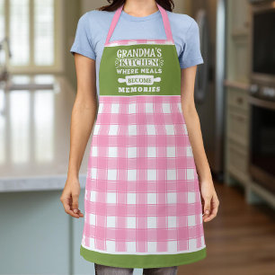 Pink Green Gingham Oma maaltijden worden herinneri Schort