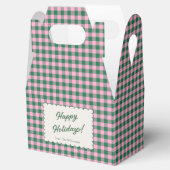 Pink Green Gingham Plaid Personalized Christmas Bedankdoosjes (Geopend)