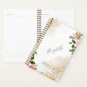 Pink Green Gold Floral, jaarlijks aangepast Planner (Display)