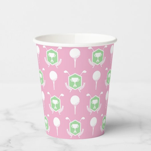 Pink & Green - Golf League Party Cup Papieren Bekers (Links)