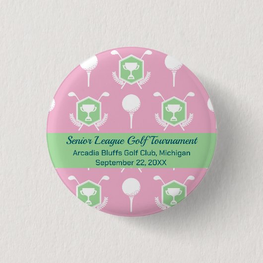 Pink & Green - Golf League Party Favor Button (Voorkant)