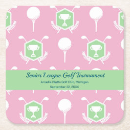 Pink & Green - Golf League Party Plate Kartonnen Onderzetters