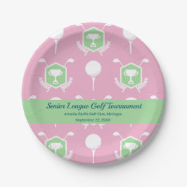 Pink & Green - Golf League Party Plate Papieren Bordje