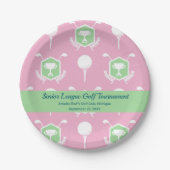 Pink & Green - Golf League Party Plate Papieren Bordje (Voorkant)