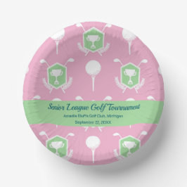 Pink & Green - Golf League Party Plate Papieren Kommen