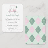 Pink Green Golfkar Baby shower Neem een boek mee Informatiekaartje (Voorkant / Achterkant)