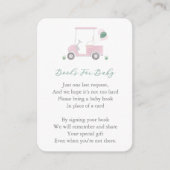 Pink Green Golfkar Baby shower Neem een boek mee Informatiekaartje (Voorkant)
