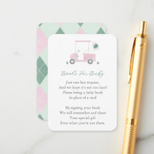 Pink Green Golfkar Baby shower Neem een boek mee
