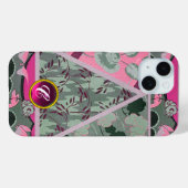 PINK GREEN GRAY FLOWERS, BUTTERFLIES BOLD FLORAL Case-Mate iPhone CASE (Achterkant (horizontaal))