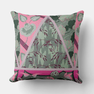 PINK GREEN GRAY FLOWERS, BUTTERFLIES BOLD FLORAL KUSSEN