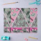 PINK GREEN GRAY FLOWERS, BUTTERFLIES BOLD FLORAL TISSUEPAPIER (Craft)