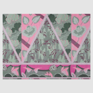 PINK GREEN GRAY FLOWERS, BUTTERFLIES BOLD FLORAL TISSUEPAPIER