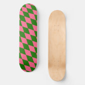 Pink Green Harlequin Checkered Design  Persoonlijk Skateboard (Voorkant)