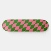 Pink Green Harlequin Checkered Design  Persoonlijk Skateboard (Horizontaal)
