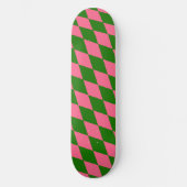 Pink Green Harlequin Checkered Design  Persoonlijk Skateboard (Voorkant)