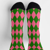 Pink Green Harlequin Checkered Design  Sokken (Top)