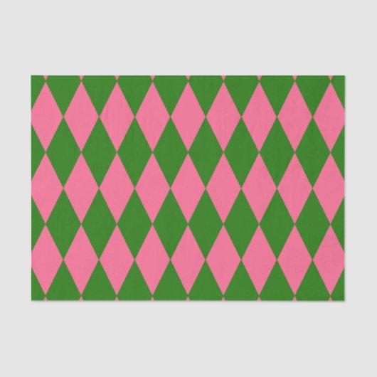 Pink Green Harlequin Checkered Design  Tissuepapier (Voorkant)