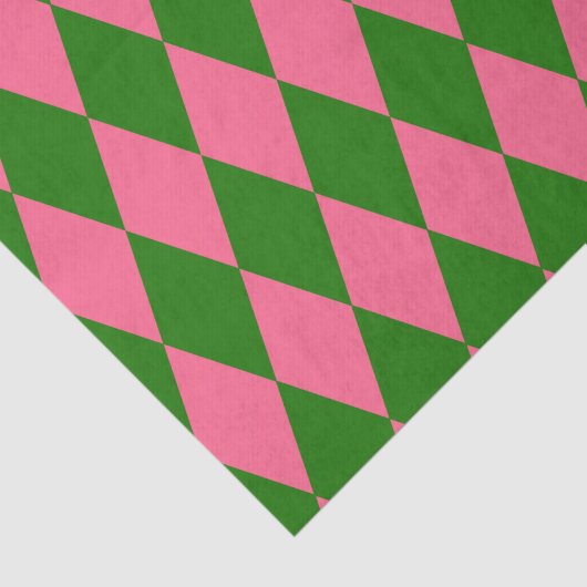 Pink Green Harlequin Checkered Design  Tissuepapier (Detail)
