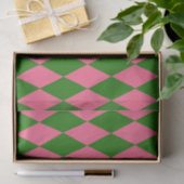 Pink Green Harlequin Checkered Design  Tissuepapier (Geschenk)
