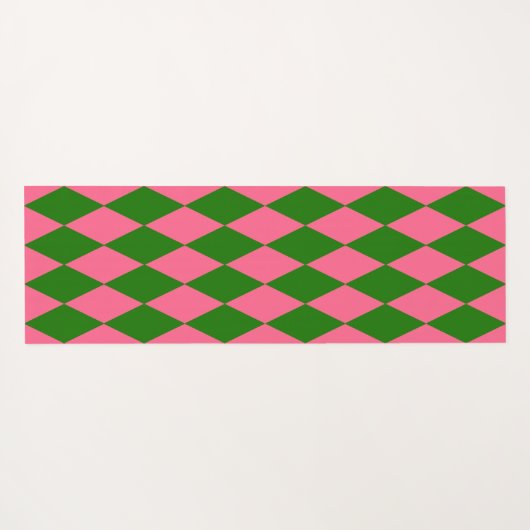 Pink Green Harlequin Checkered Design Yogamat (Achterkant (horizontaal))