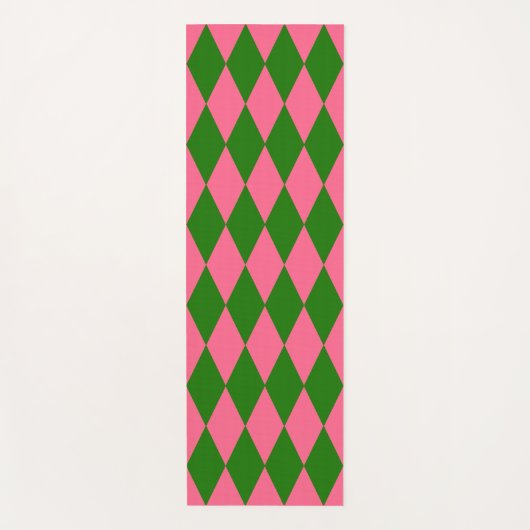 Pink Green Harlequin Checkered Design  Yogamat (Voorkant)