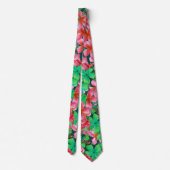 Pink Green Hawaiian Plumeria Big Flowers Stropdas (Achterkant)