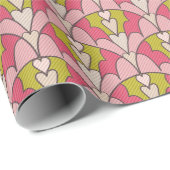 Pink & green hearts cadeaupapier (Rol Hoek)