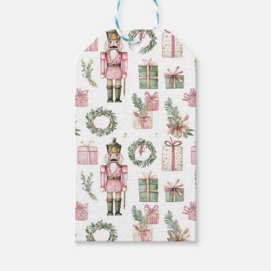 PINK & GREEN HOLIDAY NUTCRACKER FIGURES CADEAULABEL (Voorkant)