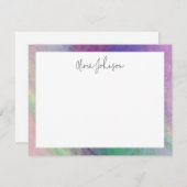 Pink Green Holographic Modern Flat Note Card Notitiekaartje (Voorkant / Achterkant)