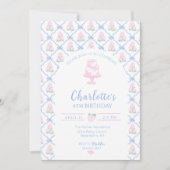 Pink Green Hydrangea Blue Bow Trellis Kaart (Voorkant)