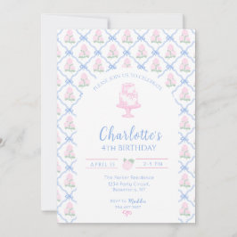 Pink Green Hydrangea Blue Bow Trellis Kaart