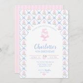 Pink Green Hydrangea Blue Bow Trellis Kaart (Voorkant / Achterkant)