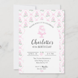 Pink & Green Hydrangea Trellis with Bows Kaart