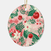 Pink Green Joy Love Peace Floral Christmas Keramisch Ornament (Links)